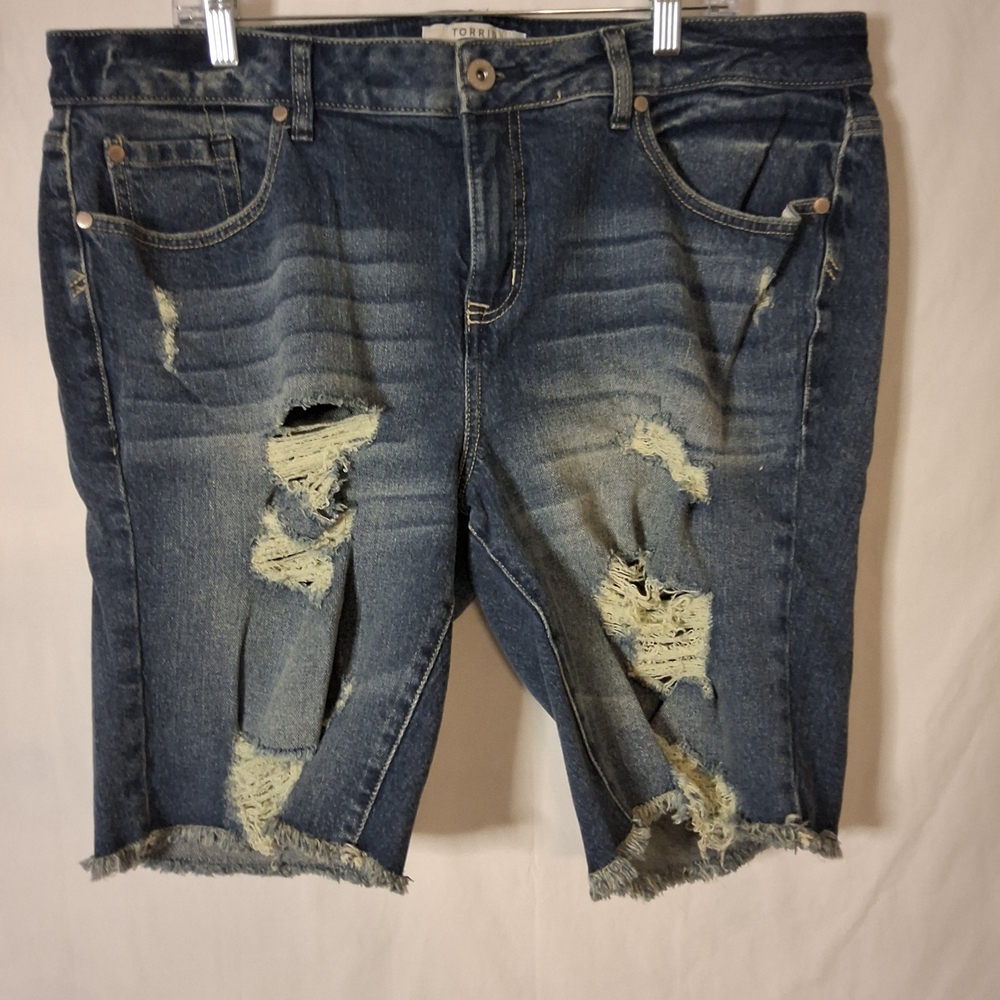 Torrid Blue Distressed Jean Shorts